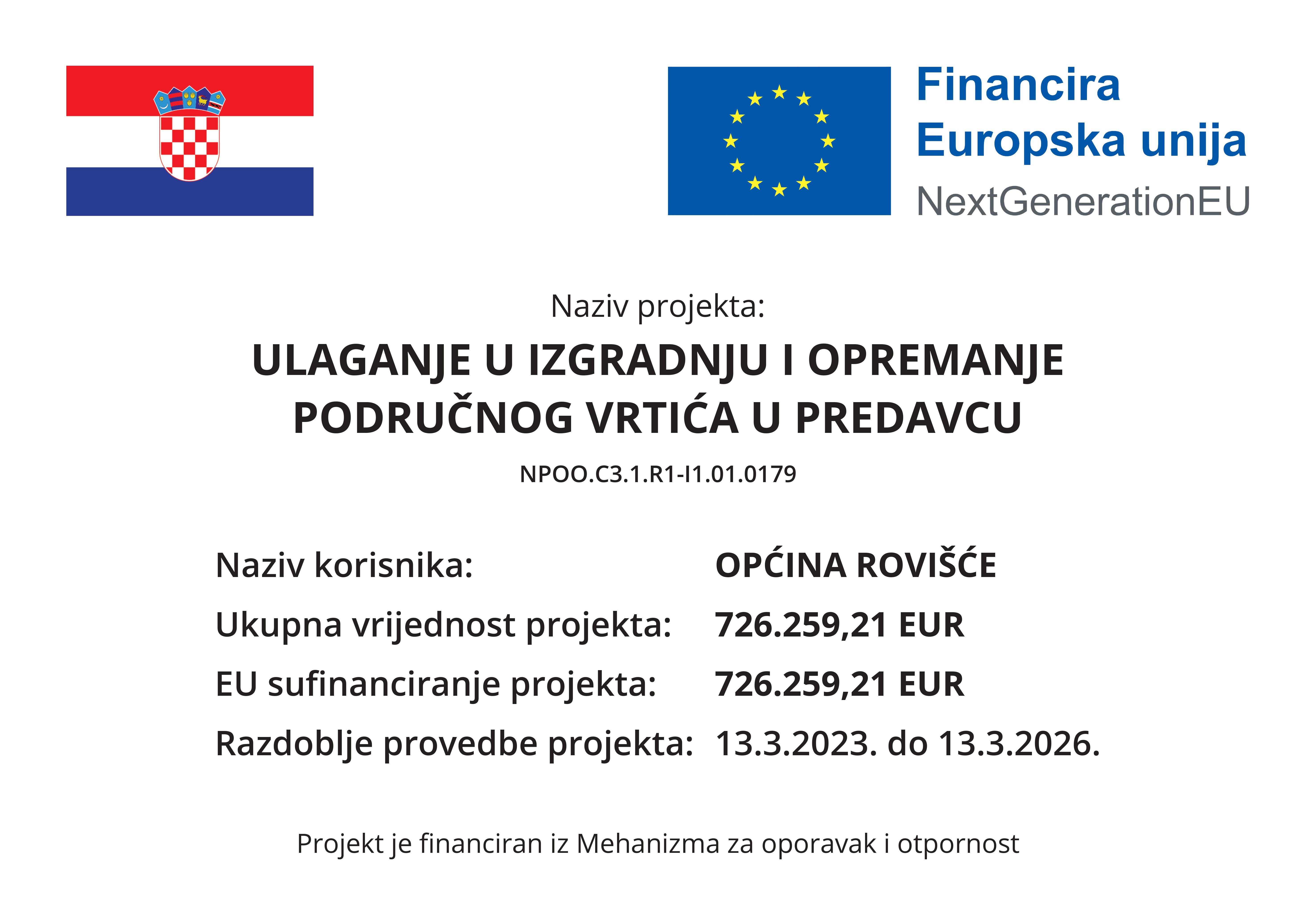 Ulaganje u izgradnju i opremanje područnog vrtića u Predavcu