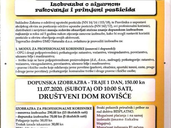 Sigurno rukovanje pesticidima - izobrazba !