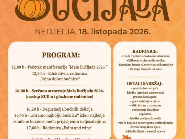 DONOSIMO PROGRAM ČETVRTE MALE BUČIJADE 2026. !