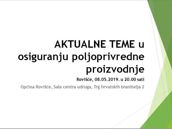 Predavanje “Aktualne teme u osiguranju poljoprivredne proizvodnje”