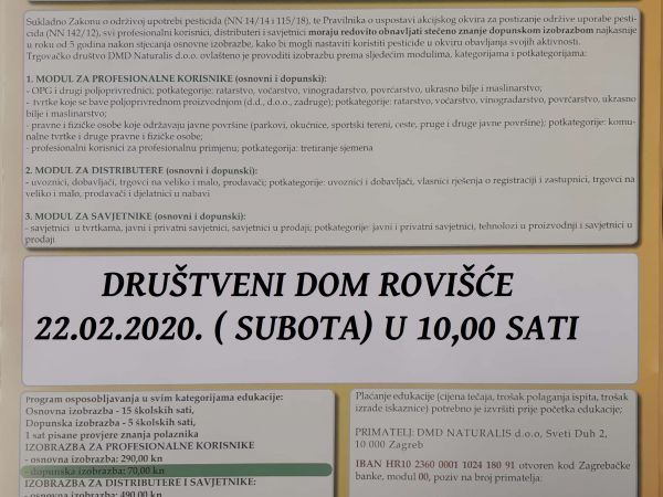 Edukacija o sigurnom rukovanju pesticidima