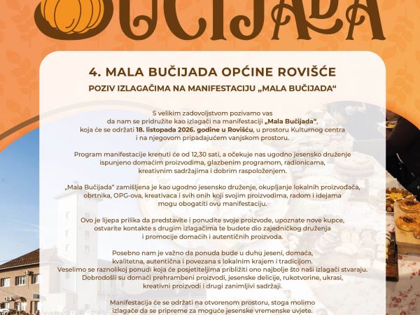 POZIV IZLAGAČIMA – BUDITE DIO NAŠE MALE BUČIJADE!