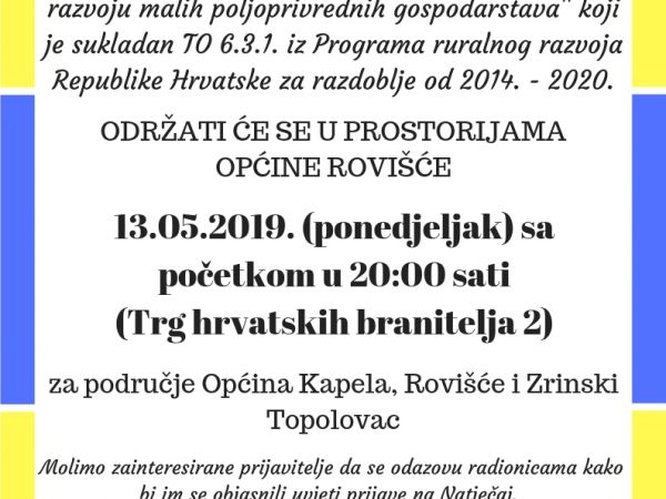 LAG animacijska radionica Natječaj 1.1.4. Potpora razvoju malih poljoprivrednih gospodarstava