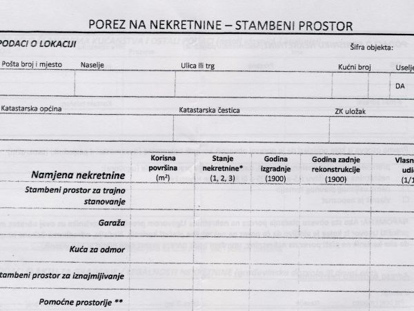 OBAVIJEST o porezu na nekretnine