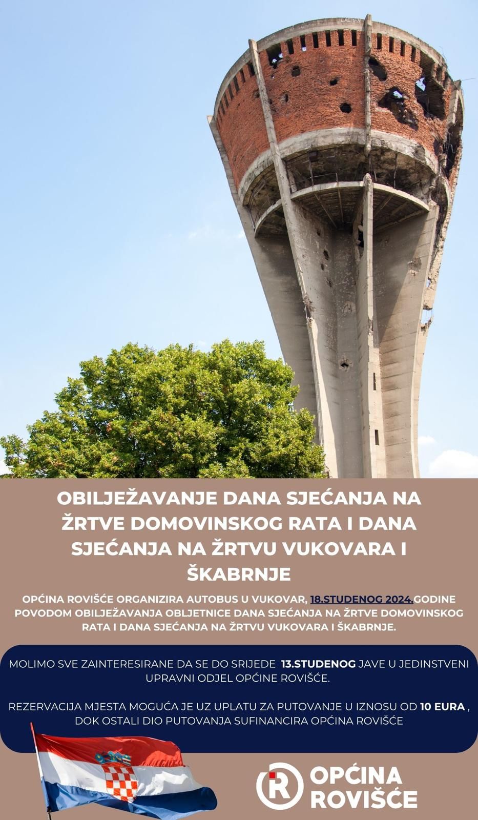 Obilježavanje Dana sjećanja na žrtve Domovinskog rata i sjećanja na žrtvu Vukovara i Škabrnje - Općina Rovišće