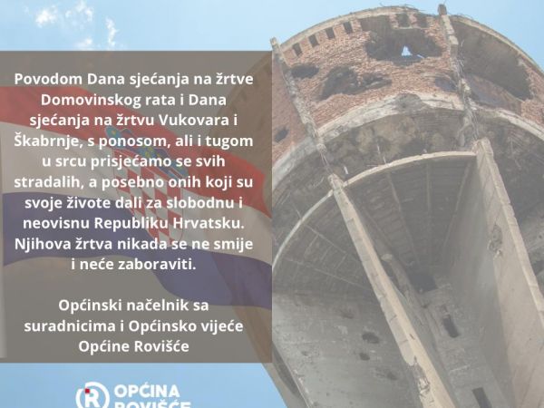 18.11. DAN SJEĆANJA NA ŽRTVE DOMOVINSKOG RATA I DAN SJEĆANJA NA ŽRTVU VUKOVARA I ŠKABRNJE - Općina Rovišće