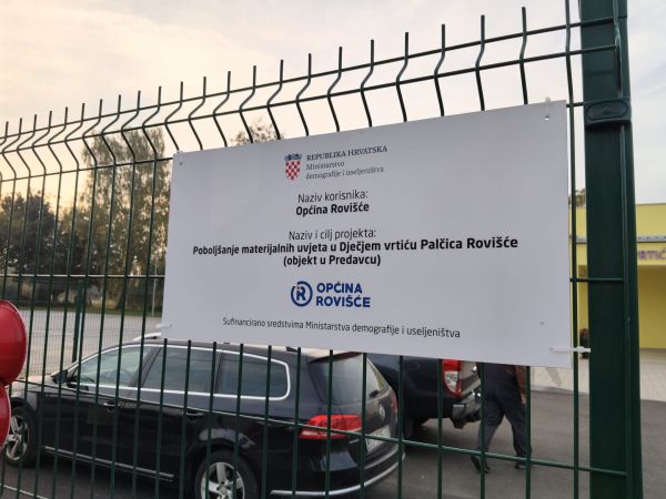 ZAVRŠEN PROJEKT POBOLJŠANJA MATERIJALNIH UVJETA U DJEČJEM VRTIĆU PALČICA  ROVIŠĆE (objekt u Predavcu)